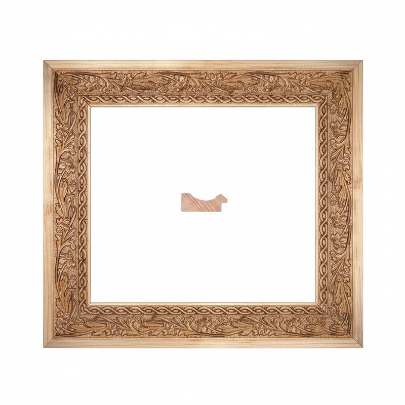 SOR MARIA - G1 Moldura de Madera de Pino de Primera, Linea para Marco, Tipo Plana, de 20mm de espesor x 049mm de ancho. con Textura, sin Acabado.